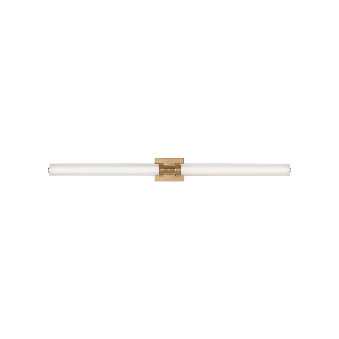 Applique murale Maison Olive Kiel cylindrique en verre givré avec support en laiton doré au design minimaliste