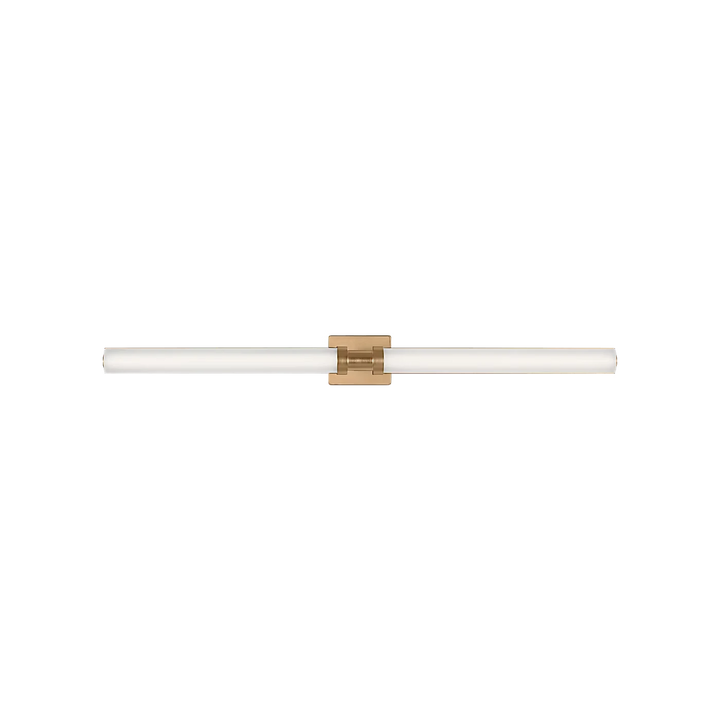 Applique murale Maison Olive Kiel cylindrique en verre givré avec support en laiton doré au design minimaliste