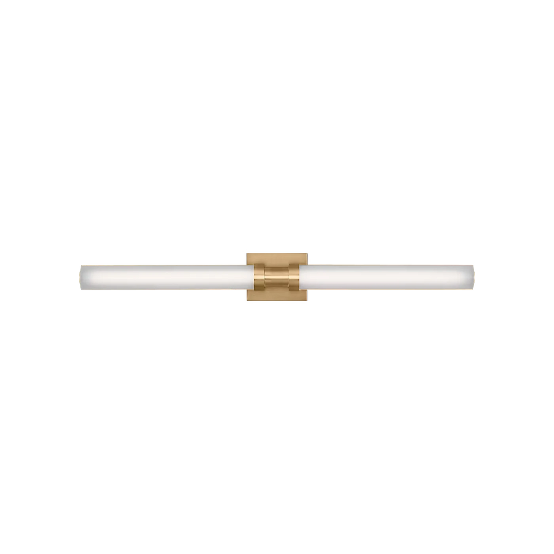 Applique murale Maison Olive Kiel en laiton avec diffuseur cylindrique en verre givré au design minimaliste