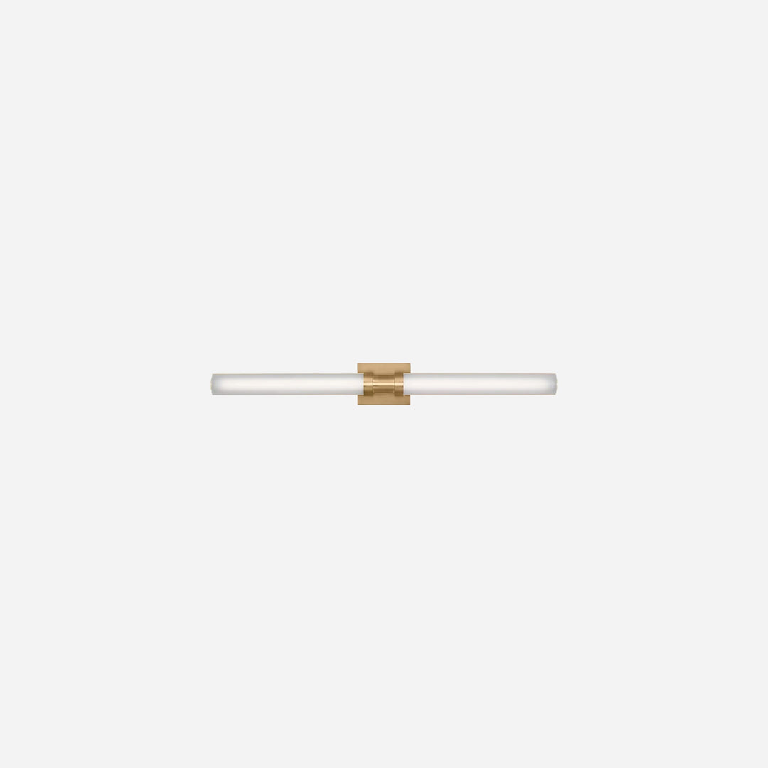 Applique murale Maison Olive Kiel en laiton avec diffuseur cylindrique en verre givré au design minimaliste