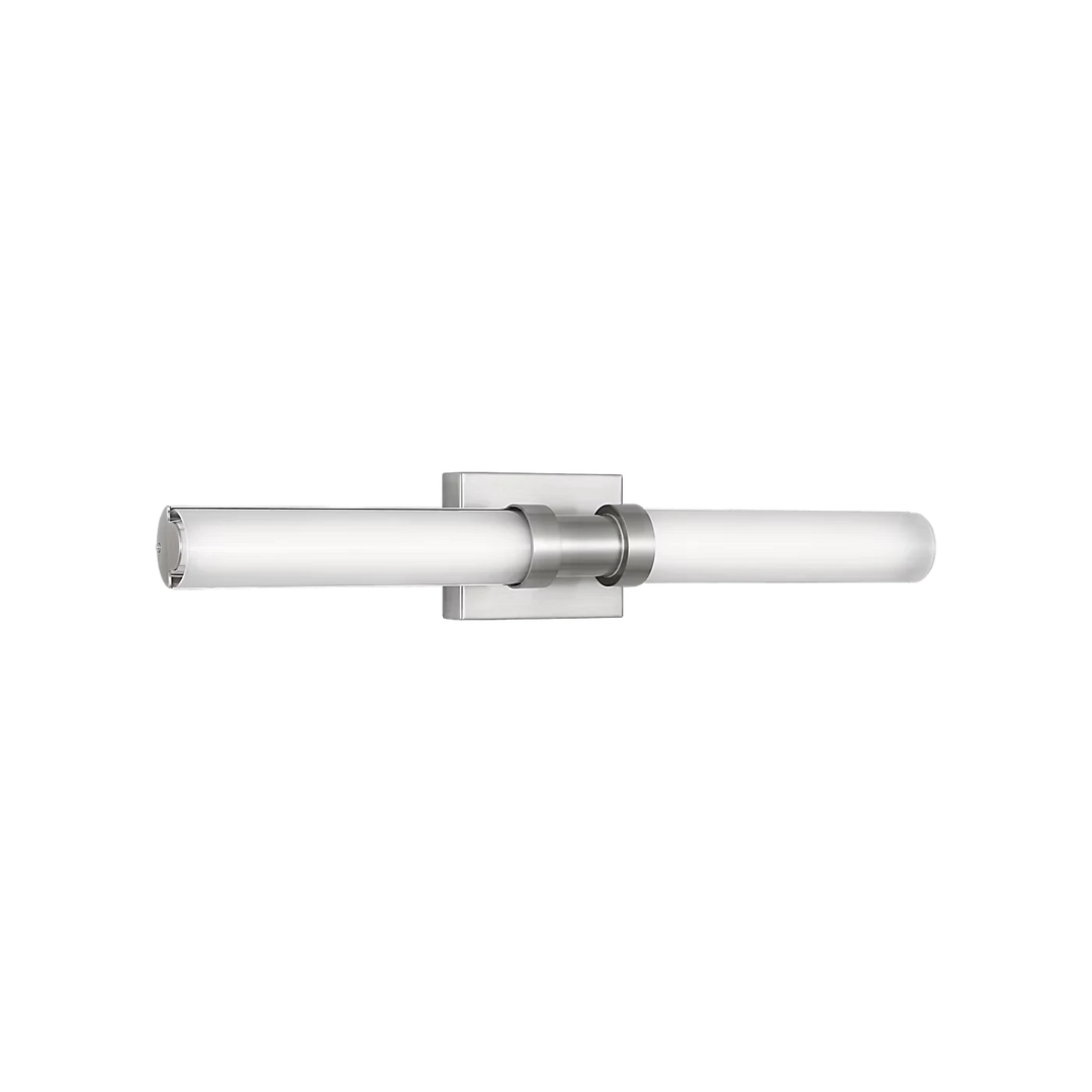Applique murale Maison Olive moderne en métal argenté avec diffuseur cylindrique LED pour salle de bain
