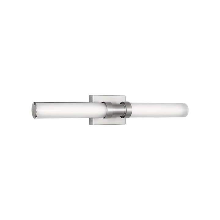 Applique murale Maison Olive moderne en métal argenté avec diffuseur cylindrique LED pour salle de bain