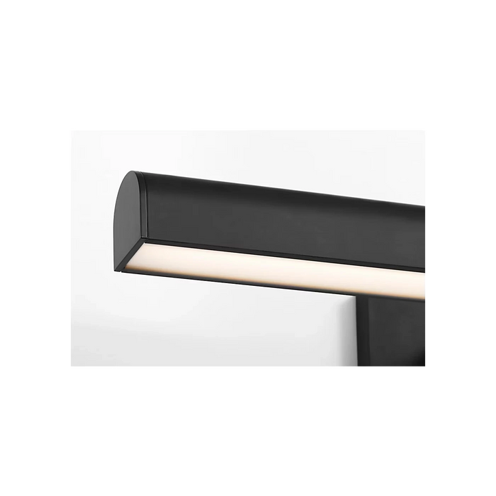 Applique murale moderne Maison Olive en métal noir, design rectiligne avec éclairage LED intégré, 60 cm