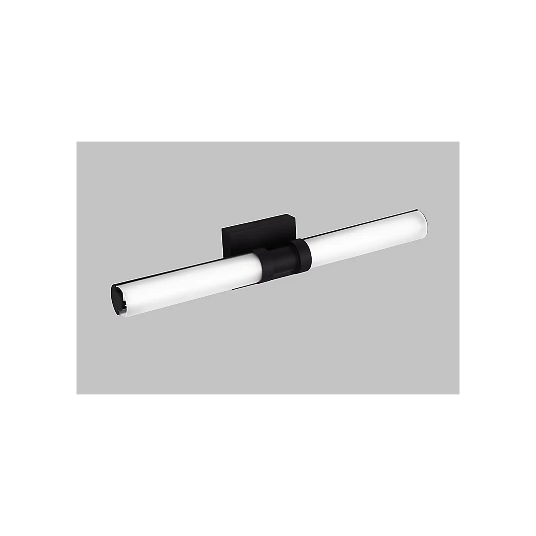 Applique murale LED Maison Olive au design tubulaire minimaliste avec structure en métal noir mat et diffuseur opalin.