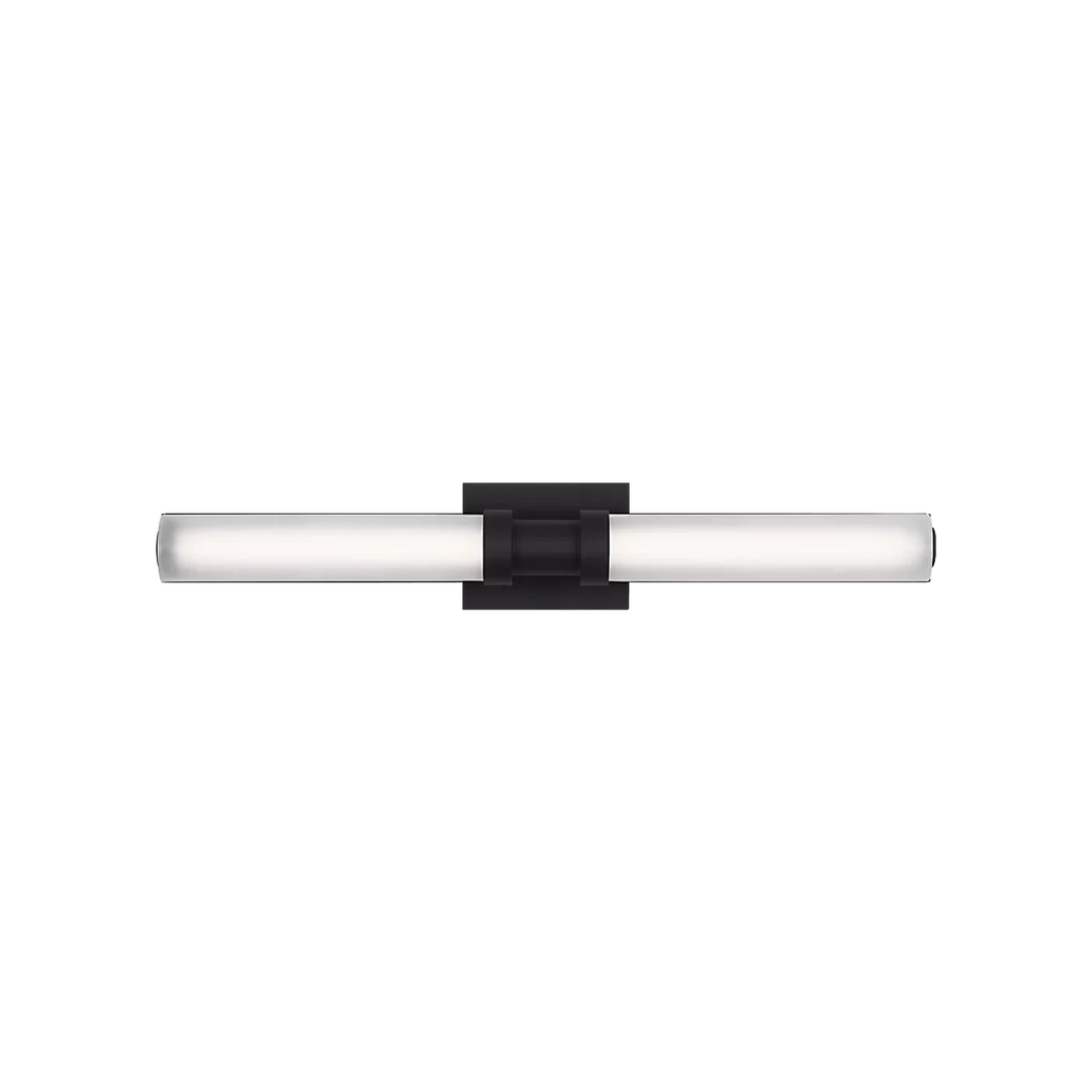 Applique murale Maison Olive moderne en métal noir mat avec diffuseur LED cylindrique en acrylique pour salle de bain