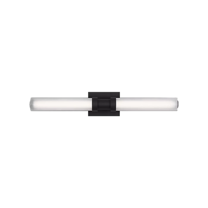 Applique murale Maison Olive moderne en métal noir mat avec diffuseur LED cylindrique en acrylique pour salle de bain