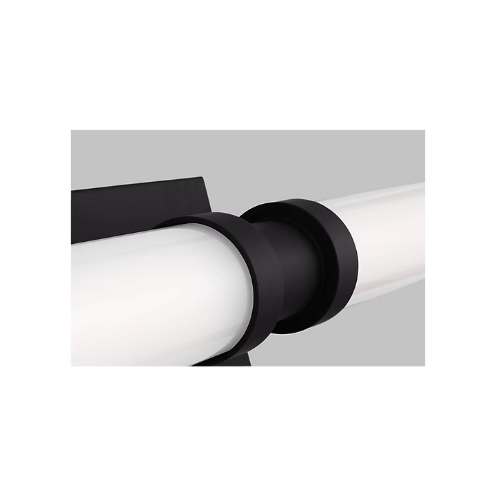 Applique murale Maison Olive LED au design tubulaire minimaliste avec structure en métal noir mat et diffuseur opalin