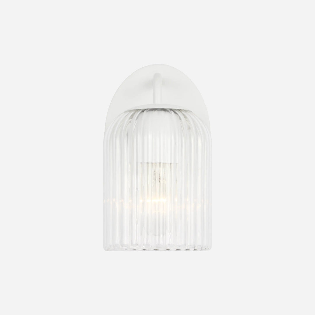 Applique murale Maison Olive EISELE en métal blanc avec abat-jour en verre cannelé transparent pour éclairage moderne