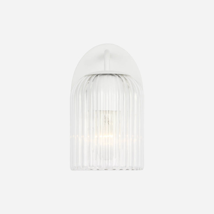 Applique murale Maison Olive EISELE en métal blanc avec abat-jour en verre cannelé transparent pour éclairage moderne