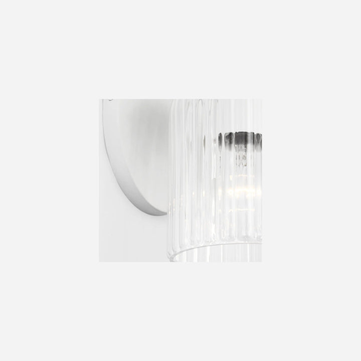 Applique murale Maison Olive EISELE en verre cannelé transparent avec support mural minimaliste blanc