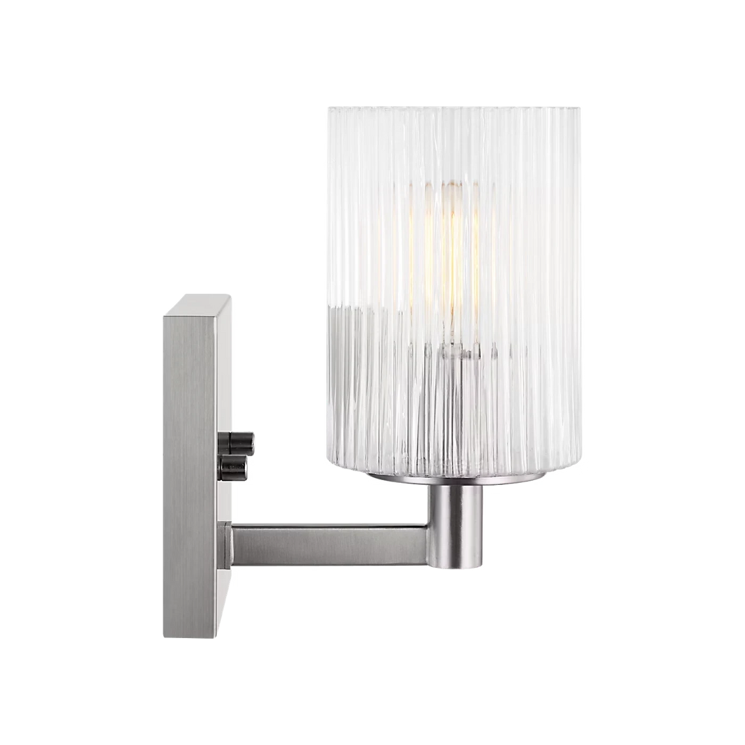 Maison Olive applique murale en métal brossé et verre strié transparent, éclairage d'ambiance