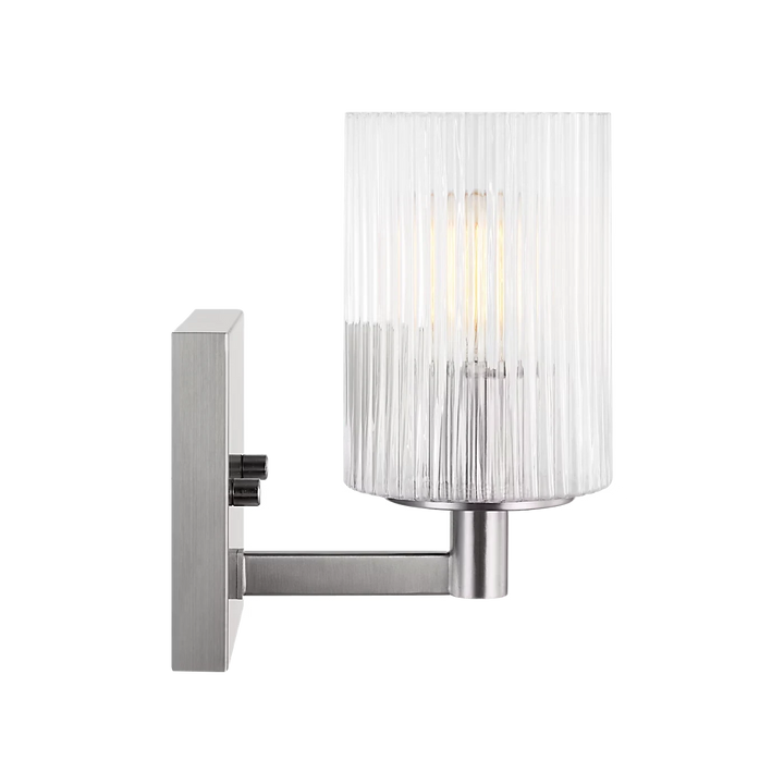 Maison Olive applique murale en métal brossé et verre strié transparent, éclairage d'ambiance