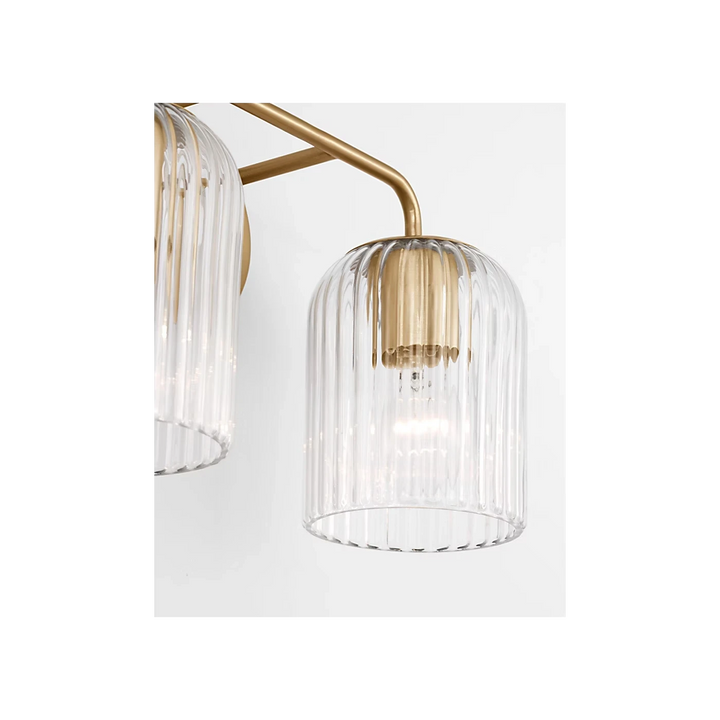Maison Olive applique murale double en verre strié et métal brossé finition argentée, éclairage d'ambiance