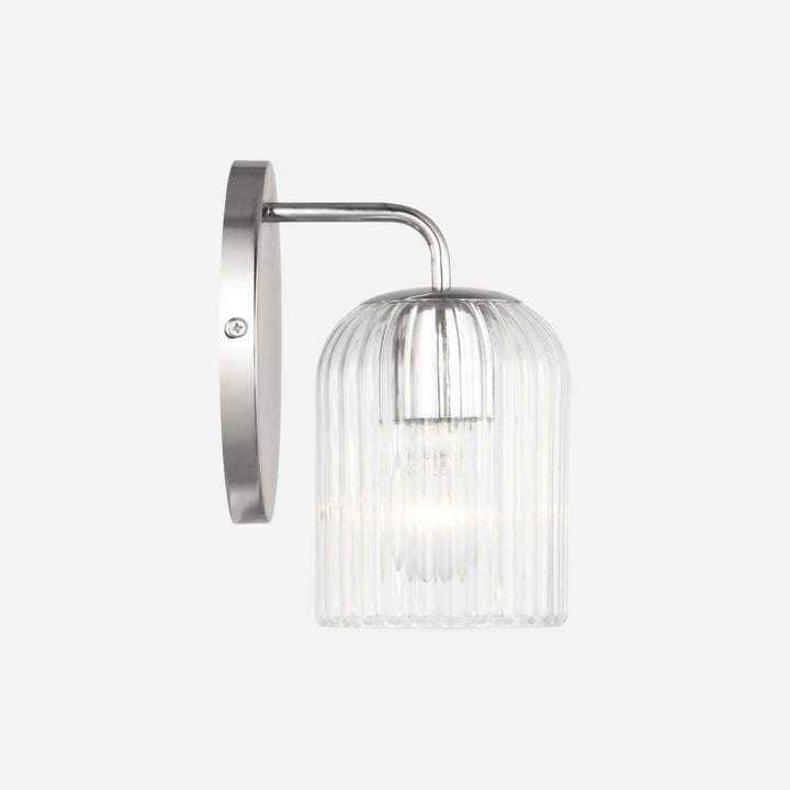 Applique murale Maison Olive EISELE en métal chromé avec abat-jour en verre strié transparent au design minimaliste