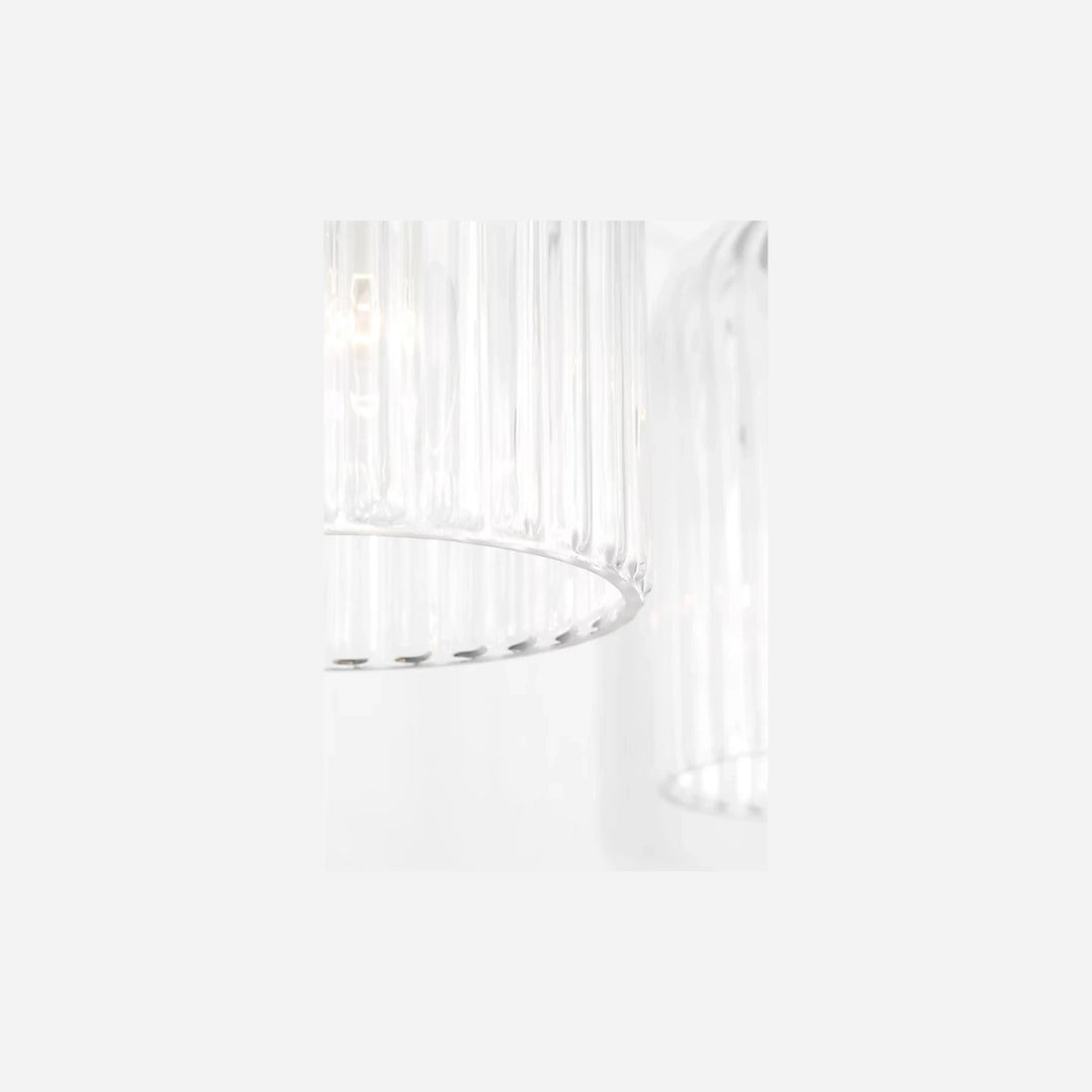 Applique murale double Maison Olive avec abat-jours cylindriques en verre strié transparent pour un éclairage doux