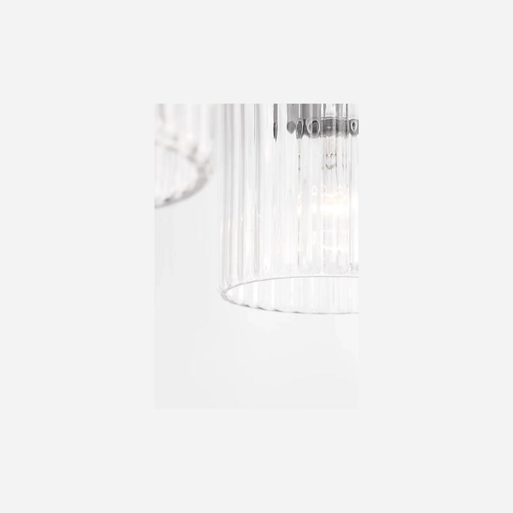 Abat-jour cylindrique en verre strié transparent de l'applique murale double Eisele par Maison Olive