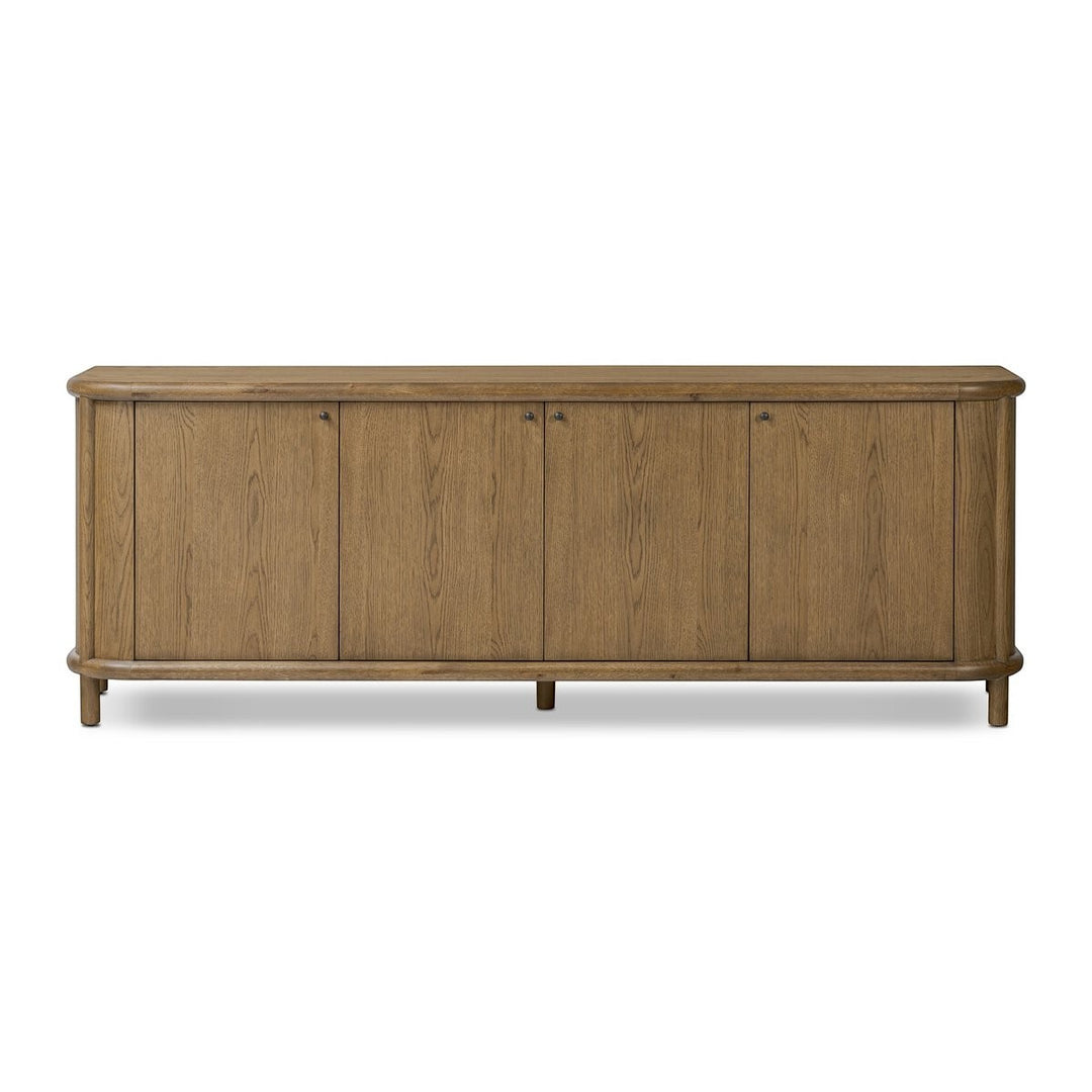 Buffet FLORENT en chêne de Maison Olive avec 4 portes et quincaillerie délicate, finition bois naturel.