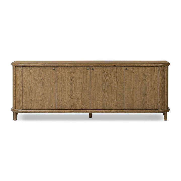 Buffet FLORENT en chêne de Maison Olive avec 4 portes et quincaillerie délicate, finition bois naturel.