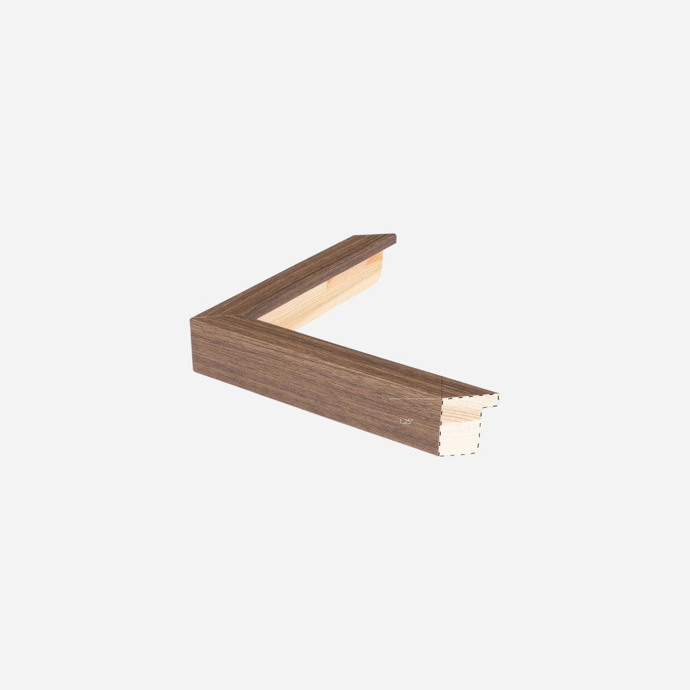 Cadre Maison Olive en bois brun texturé pour tableau, profil classique avec dimensions techniques indiquées