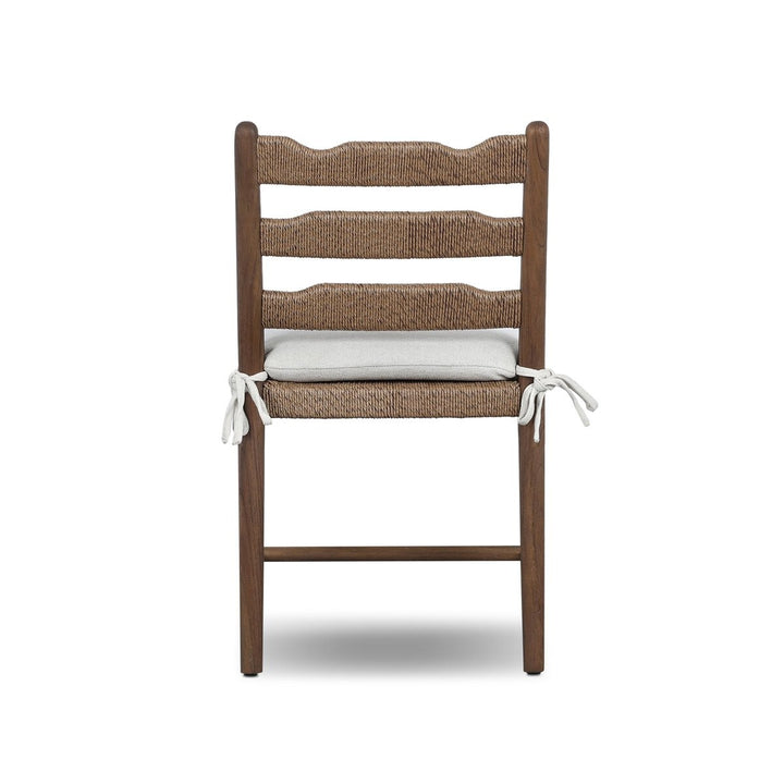 Maison Olive Chaise de salle à manger en bois de manguier et corde tressée avec coussin d'assise blanc