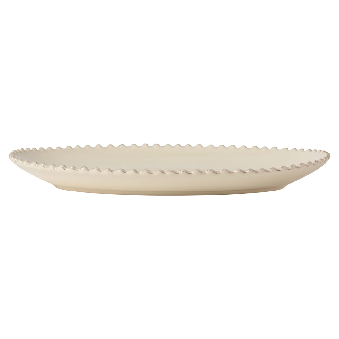 PEARL Plat de service ovale en grès – Crème – vue 2