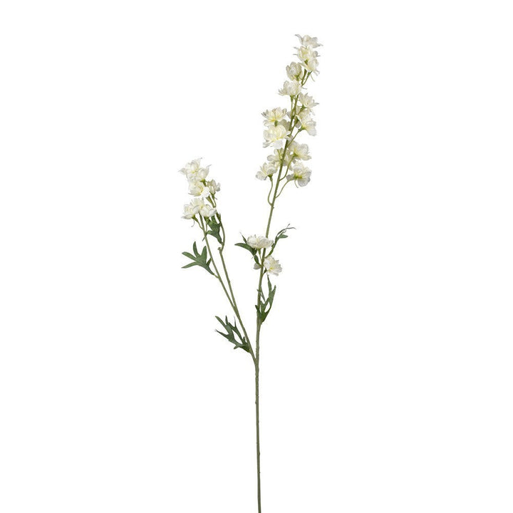 Maison Olive Fausse Branche de Delphinium Blanc avec de petites fleurs et des feuilles vertes, 70 cm