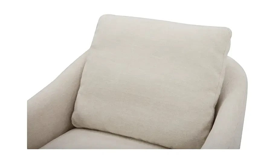Fauteuil pivotant Maison Olive en tissu texturé taupe avec dossier enveloppant et design contemporain épuré