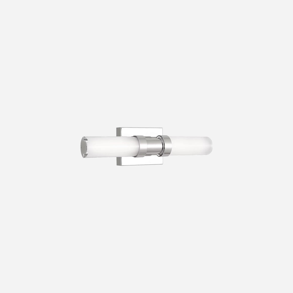 Applique murale Maison Olive Kiel en métal chromé avec diffuseur cylindrique en verre givré au design minimaliste
