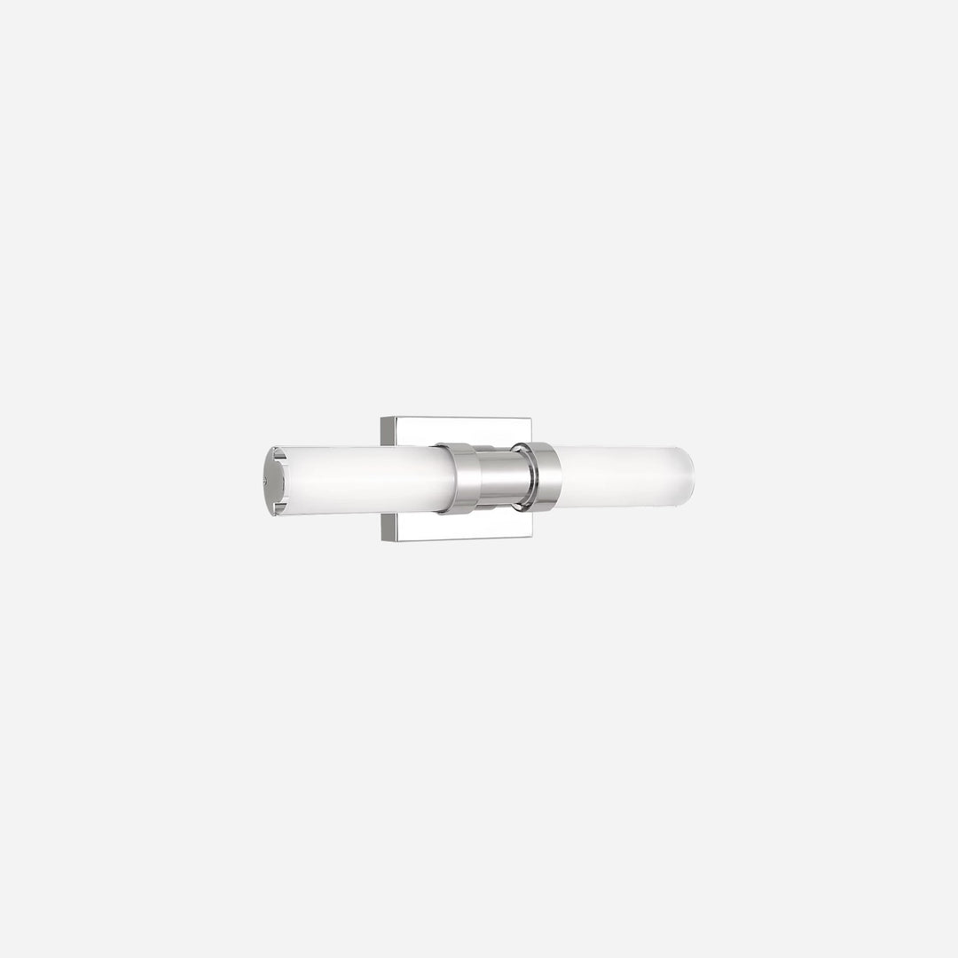 Applique murale Maison Olive Kiel en métal chromé avec diffuseur cylindrique en verre givré au design minimaliste
