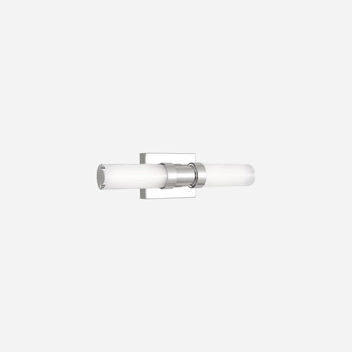 Applique murale Maison Olive Kiel en métal chromé avec diffuseur cylindrique en verre givré au design minimaliste