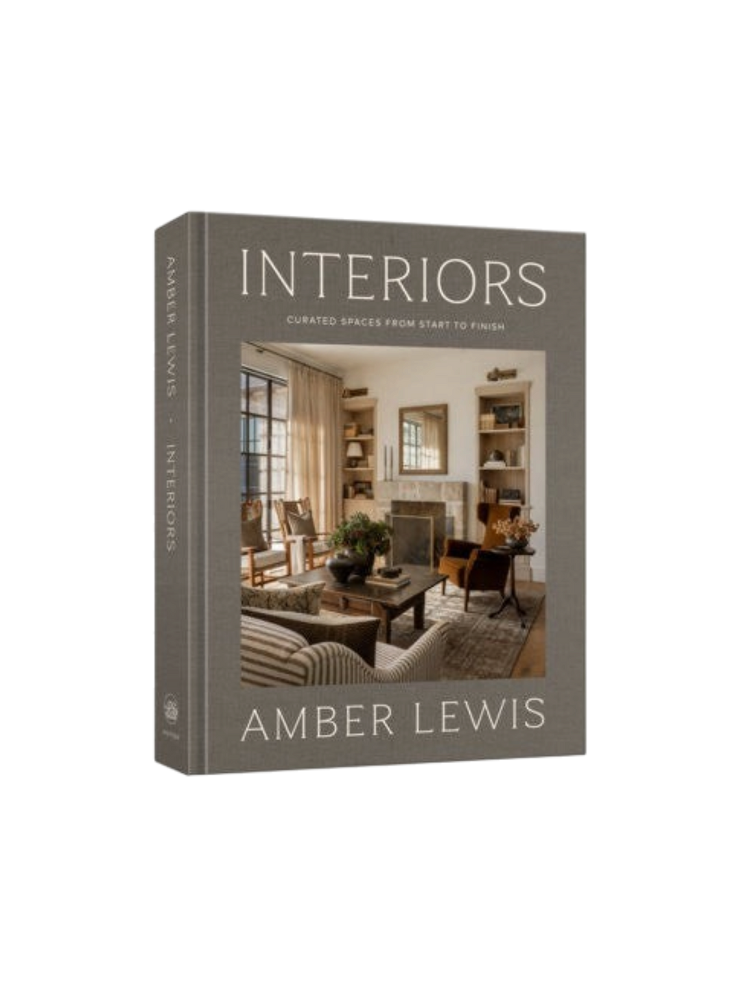 Livre de décoration Maison Olive Interiors par Amber Lewis avec couverture rigide grise et photo d'intérieur chic