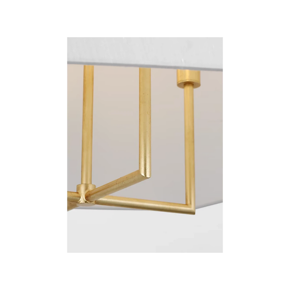 Maison Olive lustre moderne en métal doré vieilli avec abat-jour blanc conique, design géométrique