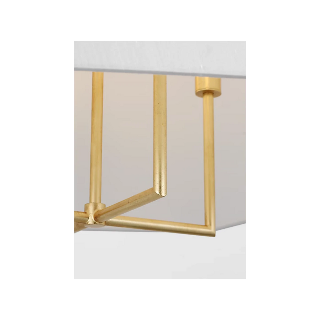 Maison Olive lustre moderne en métal doré vieilli avec abat-jour blanc conique, design géométrique