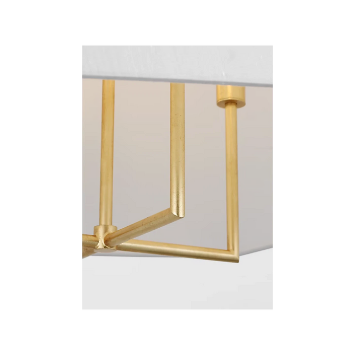 Maison Olive lustre moderne en métal doré vieilli avec abat-jour blanc conique, design géométrique
