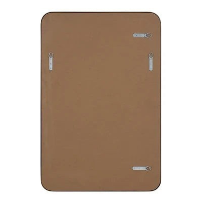 Maison Olive Miroir rectangulaire doré à bords arrondis, verre et métal, 60x90 cm, fixation murale incluse.