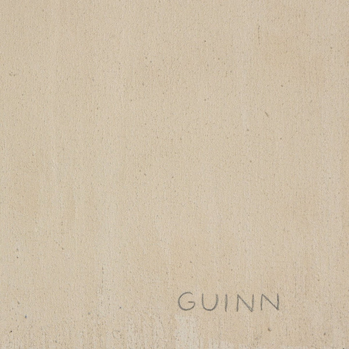 Œuvre d'art abstraite Maison Olive signée GUINN, esquisse au crayon sur toile texturée lin naturel, cadre chêne clair.