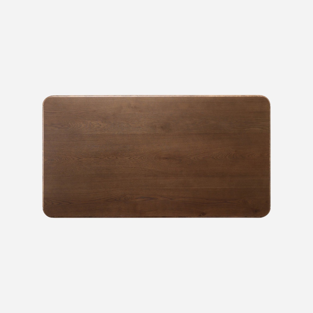 Maison Olive plateau de table rectangulaire en bois composite chêne foncé, bords arrondis, finition lisse.