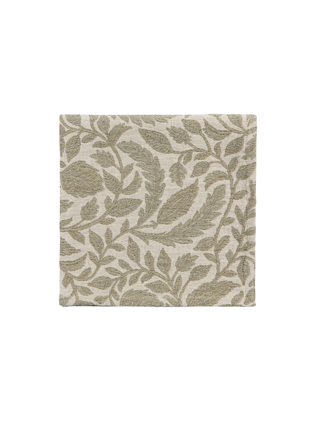 Serviette de table Maison Olive en coton beige avec un motif végétal délicat et élégant style champêtre chic