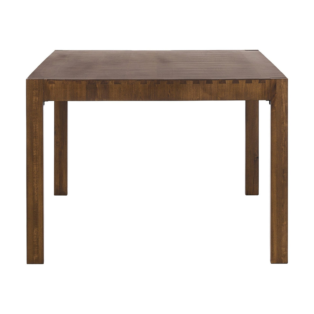 Maison Olive table basse carrée en bois massif brun foncé, design contemporain avec pieds robustes.