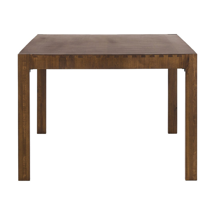 Maison Olive table basse carrée en bois massif brun foncé, design contemporain avec pieds robustes.