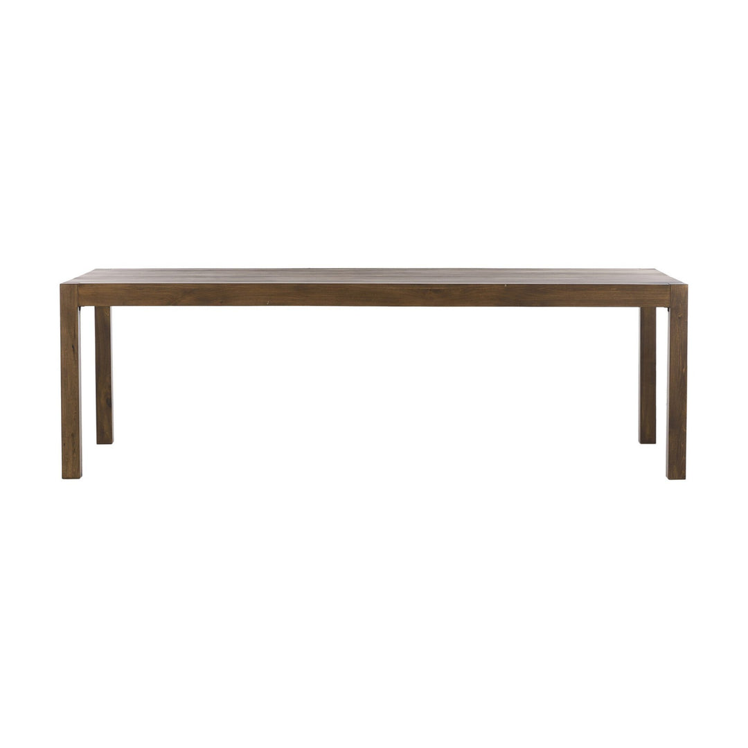 Maison Olive Table basse contemporaine en bois massif, finition naturelle, pieds robustes, design épuré.