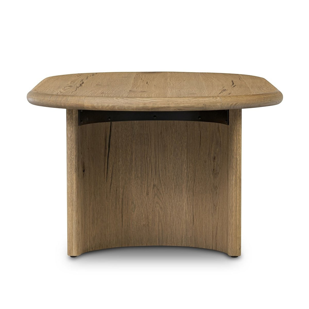 Maison Olive Table basse PADEN en chêne naturel clair, plateau rond et pieds organiques