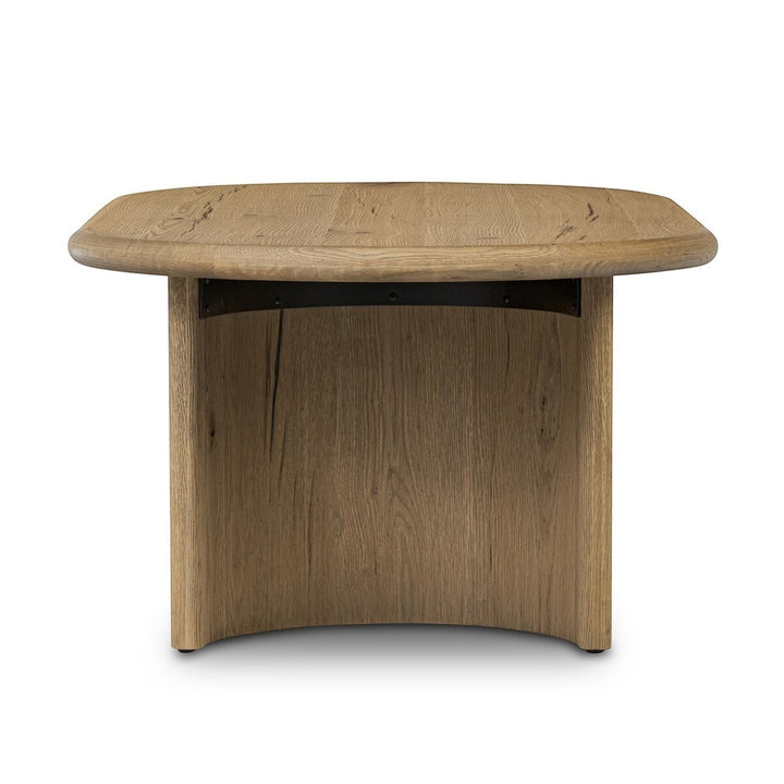 Maison Olive Table basse PADEN en chêne naturel clair, plateau rond et pieds organiques