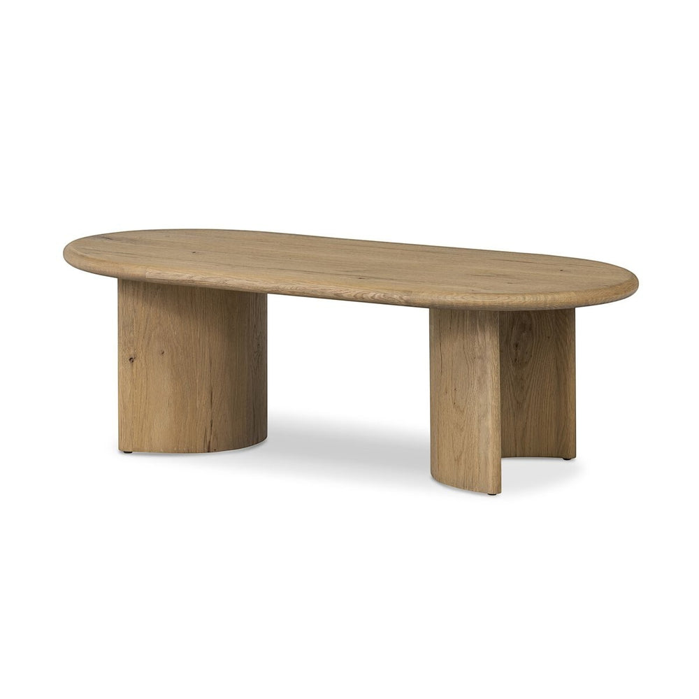 Maison Olive Table basse PADEN en chêne naturel clair, plateau ovale et pieds organiques