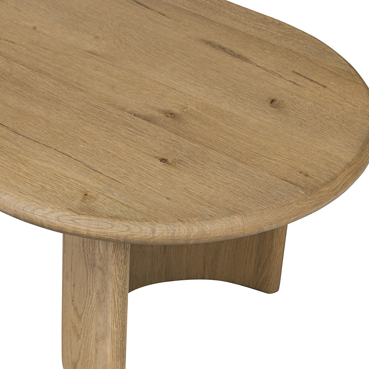 Maison Olive Table basse PADEN en chêne naturel clair, plateau rond et pieds organiques