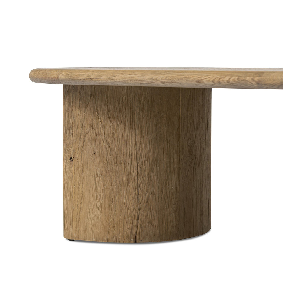 Maison Olive Table basse PADEN en chêne naturel clair, plateau rond et pieds organiques