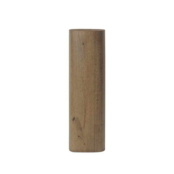 Maison Olive table d'appoint cylindrique en bois naturel vieilli, aspect rustique et chaleureux.