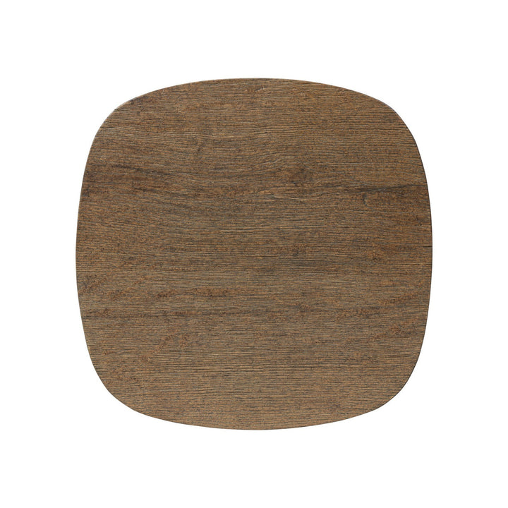 Maison Olive table d'appoint cylindrique en bois naturel vieilli, texture grainée, style rustique et chaleureux.