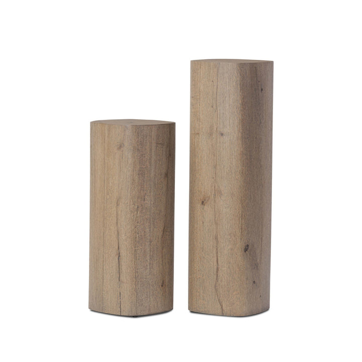 Maison Olive - Table d'appoint cylindrique en bois naturel vieilli, 2 tailles, style rustique