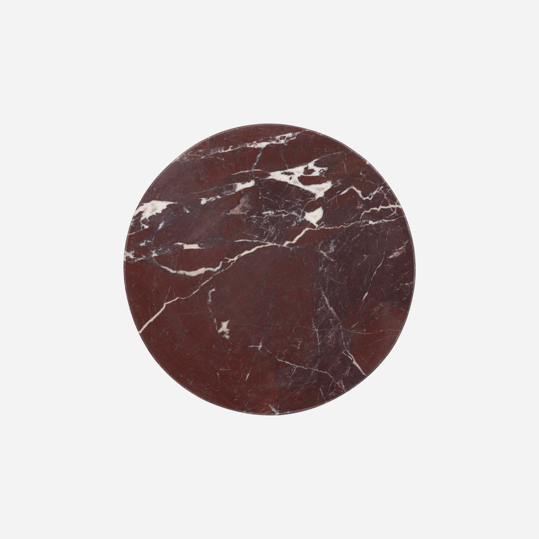 Maison Olive Table d'appoint Jocelyn ronde en marbre bordeaux avec veines blanches